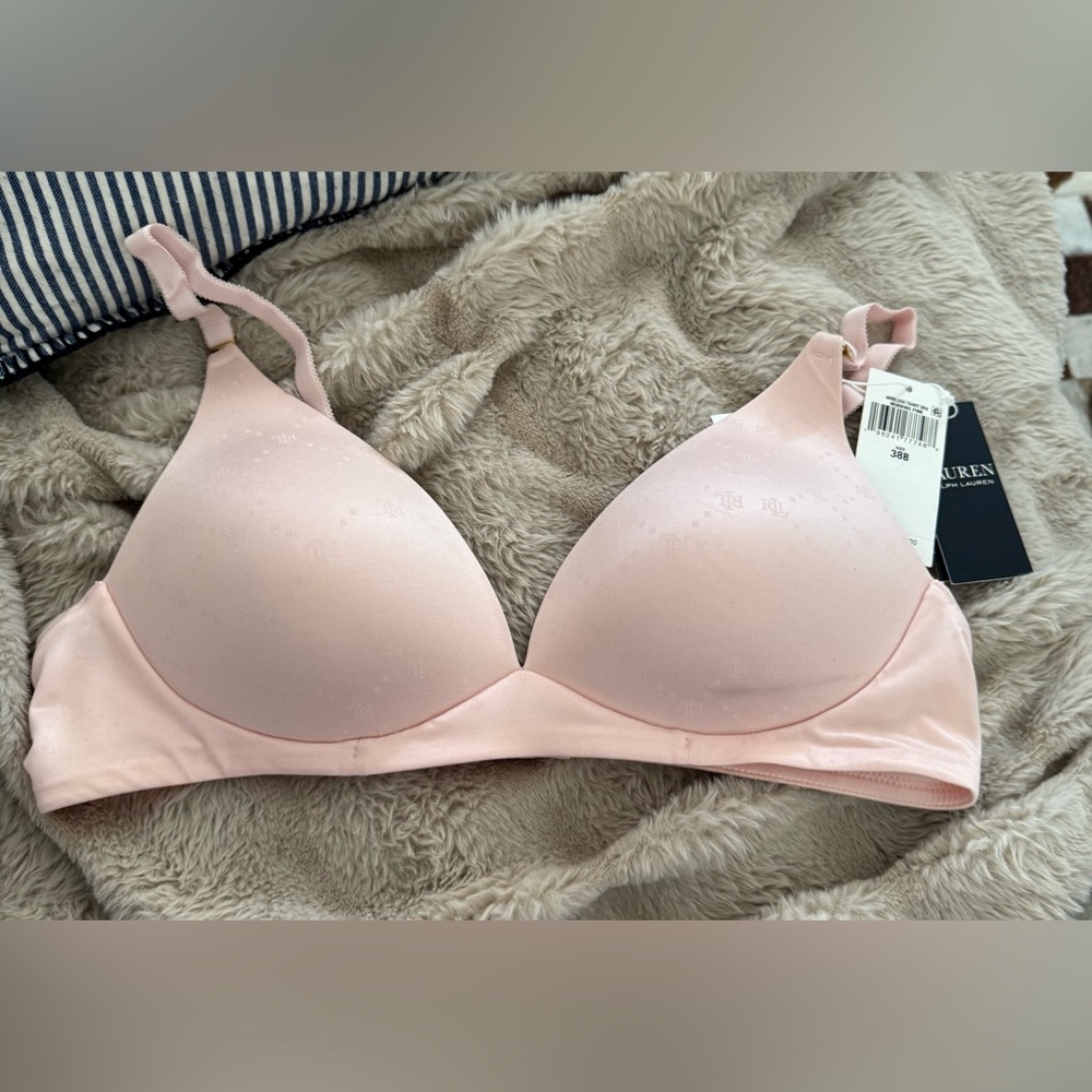 Lauren Ralph Comfort Collection Repeat-Logo T-shirt Bra,38B